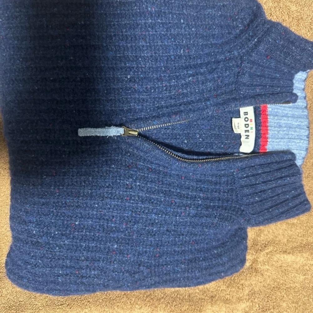 Wool Material Mini Boden Kids Blue Ribbed Sweater